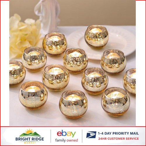 Gold mercury glass votive - glass,